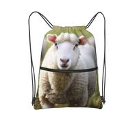 XOPEKVLAWM Mochila con cordón, bolsa de gimnasio, con diseño de lagartijas de geco, bolsa de cordón para deportes, Linda oveja de dibujos animados, Talla única