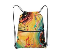 XOPEKVLAWM Mochila con cordón, bolsa de gimnasio, diseño de búho ártico, mochila con cordón para bolsa deportiva de cuerda, Temática de música abstracta, Talla única
