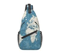 XOPEKVLAWM Mochila cruzada en el pecho con diseño de panda, bolsa de hombro, bolsa de viaje, senderismo, mochila de día, Mapa azul del mundo, Talla única