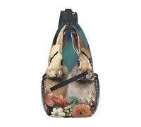 XOPEKVLAWM Mochila cruzada en el pecho con globo aerostático volando sobre el techo, bolsa bandolera bandolera, bolsa de hombro para viajes, senderismo, Conejo de Pascua, Talla única