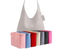 Xoppia Organizador de bolsas compatible con Coach Brooklyn Bolsa de hombro 28. Inserto de bolsa de fieltro para bolso de mano. Forro de bolsa para mujer (marrón, estilo B: cremallera lateral)