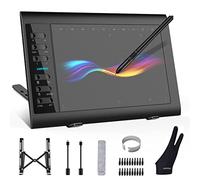 XOPPOX Tableta de dibujo gráfico de 10 x 6 pulgadas, gran área activa con 8192 niveles de bolígrafo sin batería y 12 teclas de acceso rápido, compatible con PC/Mac/Android OS para pintura, diseño y