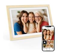 XORO Marco de Fotos Digital WiFi de 10,1 Pulgadas, 1920 x 1080 Full HD, Pantalla táctil IPS 1080P, Memoria de 32 GB, rotación automática, Madera de Haya, comparte Fotos al Instante Desde Cualquier