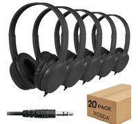 XOSDA Auriculares a granel para aula, paquete de 20 para niños, estudiantes de K-12, auriculares duraderos con cable para profesores, adolescentes, Chromebook, computadora portátil (LS30, negro)