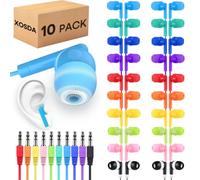 XOSDA Paquete de 10 auriculares para niños, para aula, escuela, multicolor, con conector de 3,5 mm, para estudiantes, niños, niñas, niños y adultos