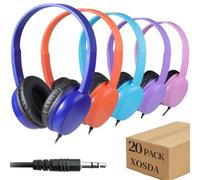 XOSDA Paquete de 20 auriculares de aula multicolor para niños y estudiantes, auriculares duraderos con cable para profesores, adolescentes, Chromebook, computadora portátil (LS30, mezclado)
