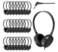 XOSDA Paquete de 25 auriculares a granel para el aula, juego de clases, auriculares duraderos para escuela, estudiantes, adultos, bibliotecas
