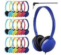 XOSDA Paquete de 25 auriculares a granel para niños, aulas, escuela, Chromebook, estudiantes, auriculares ajustables para niños, adolescentes y niñas (PU102, colores mixtos)
