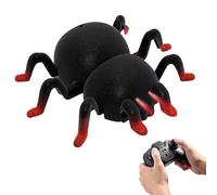 XoTiq Araña simulada con Control Remoto Pared/Suelo Diseño de Ojos LED de Modo Dual Acción de Gateo Realista Acrobacias giratorias de 360° Regalo Ideal de Halloween/Navidad para niños Red