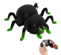 XoTiq Araña simulada con Control Remoto Pared/Suelo Diseño de Ojos LED de Modo Dual Acción de Gateo Realista Acrobacias giratorias de 360° Regalo Ideal de Halloween/Navidad para niños Green