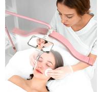 XoTiq Luz de Piso LED de Media Luna para Extensiones de pestañas, luz de Media Luna Plegable para pestañas, Brillo, Altura y Calidez Ajustables para tatuadores, técnicos de uñas y esteticistas Pink