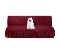 xotoa Funda de futón sin Brazos con Falda - Seersucker, for Sala de Estar y Dormitorio(Burgundy,Medium)