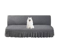 xotoa Funda de futón sin Brazos con Falda - Seersucker, for Sala de Estar y Dormitorio(Dark Gray,Small)