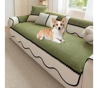 xotoa Funda De Sofá, Chenilla Agradable for La Piel De Alta Densidad, Fondo Antideslizante De Silicona, Lavable A Máquina Y No Destiñe(B-Matcha Green,43.3in*110.2in)