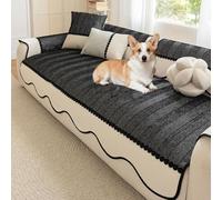 xotoa Funda De Sofá, Chenilla Agradable for La Piel De Alta Densidad, Fondo Antideslizante De Silicona, Lavable A Máquina Y No Destiñe(B-Premium Black,43.3in*82.7in)