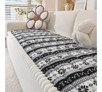 xotoa Funda De Sofá De Terciopelo Engrosado, Funda Protectora Antideslizante for Sofá De Tres Asientos, Matriz De Puntos De Silicona Antideslizante Y Antideslizante(Black,27.5x94.5 Inch)