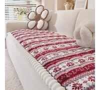 xotoa Funda De Sofá De Terciopelo Engrosado, Funda Protectora Antideslizante for Sofá De Tres Asientos, Matriz De Puntos De Silicona Antideslizante Y Antideslizante(Dark Red,27.5x94.5 Inch)