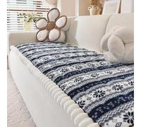 xotoa Funda De Sofá De Terciopelo Engrosado, Funda Protectora Antideslizante for Sofá De Tres Asientos, Matriz De Puntos De Silicona Antideslizante Y Antideslizante(Blue,27.5x94.5 Inch)