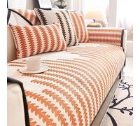 xotoa Funda De Sofá Geométrica Jacquard, Partículas De Silicona Antideslizantes for Un Ajuste Seguro, Resistente A Los Arañazos Y Al Desgaste(Orange,35.4x94.5 in/90x240cm)
