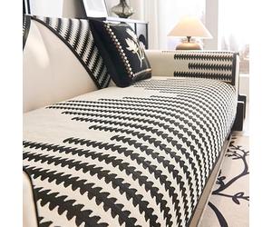 xotoa Funda De Sofá Geométrica Jacquard, Partículas De Silicona Antideslizantes for Un Ajuste Seguro, Resistente A Los Arañazos Y Al Desgaste(Black,43.3x94.5 in/110x240cm)