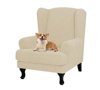 xotoa Funda for Silla con Respaldo Alto Dividido, diseño de Textura Jacquard y Cierre Flexible en los Bordes; Ideal for diversas situaciones.(Beige)