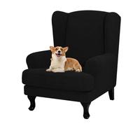 xotoa Funda for Silla con Respaldo Alto Dividido, diseño de Textura Jacquard y Cierre Flexible en los Bordes; Ideal for diversas situaciones.(Black)