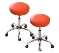 xotoa Funda Protectora for Taburete Redondo de imitación de Cuero con Borde elástico for Evitar Que se mueva.(Orange 1,Set of 2)