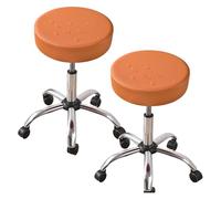 xotoa Funda Protectora for Taburete Redondo de imitación de Cuero con Borde elástico for Evitar Que se mueva.(Light Coffee,Set of 2)