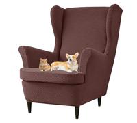 xotoa Funda Transpirable for sillón orejero, Tejido de Punto Agradable for la Piel, diseño Antideslizante de Dos Piezas, Ideal for múltiples situaciones.(Dark Coffee)