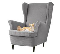 xotoa Funda Transpirable for sillón orejero, Tejido de Punto Agradable for la Piel, diseño Antideslizante de Dos Piezas, Ideal for múltiples situaciones.(Light Gray)