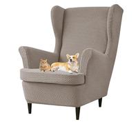 xotoa Funda Transpirable for sillón orejero, Tejido de Punto Agradable for la Piel, diseño Antideslizante de Dos Piezas, Ideal for múltiples situaciones.(Khaki)