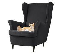 xotoa Funda Transpirable for sillón orejero, Tejido de Punto Agradable for la Piel, diseño Antideslizante de Dos Piezas, Ideal for múltiples situaciones.(Black)