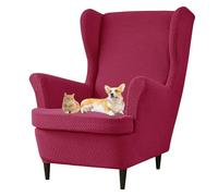 xotoa Funda Transpirable for sillón orejero, Tejido de Punto Agradable for la Piel, diseño Antideslizante de Dos Piezas, Ideal for múltiples situaciones.(Burgundy)