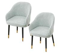 xotoa Juego de Fundas elásticas Jacquard for sillas, se adaptan a respaldos curvos, Ideales for el hogar y el Comedor, diseño for Todas Las Estaciones.(Light Gray,2 Set)