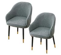 xotoa Juego de Fundas elásticas Jacquard for sillas, se adaptan a respaldos curvos, Ideales for el hogar y el Comedor, diseño for Todas Las Estaciones.(Dark Gray,2 Set)