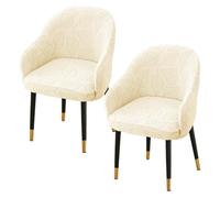 xotoa Juego de Fundas elásticas Jacquard for sillas, se adaptan a respaldos curvos, Ideales for el hogar y el Comedor, diseño for Todas Las Estaciones.(Cream White,2 Set)