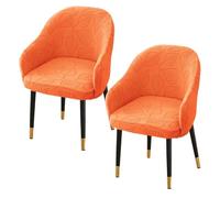 xotoa Juego de Fundas elásticas Jacquard for sillas, se adaptan a respaldos curvos, Ideales for el hogar y el Comedor, diseño for Todas Las Estaciones.(Orange,2 Set)