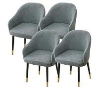 xotoa Juego de Fundas elásticas Jacquard for sillas, se adaptan a respaldos curvos, Ideales for el hogar y el Comedor, diseño for Todas Las Estaciones.(Dark Gray,4 Set)