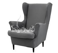 xotoa Juego de Fundas for sillón orejero, Fabricado con una Mezcla de poliéster y Elastano, Estructura de Dos Piezas for una fácil instalación.(Grey)