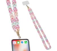 XOUDKE Cordones Universal de Teléfono Móvil con Parche, Cordón para teléfono Celular,Cadena de teléfono de acrílico Colorido,Compatible con la mayoría de los teléfonos Inteligentes para Estuches,Rosa