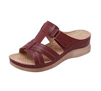 XOUSAEKM Sandalias ortopédicas de cuña baja para mujer, con soporte de arco, sin espalda, para verano, informales, cómodas, de ajuste ancho, suela gruesa, antideslizantes, zapatos para caminar, RD2