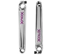 XOUX Grind BMX Crankset 175mm 3-Piece CR-Mo Cranks, 19mm, Chrome/Purple