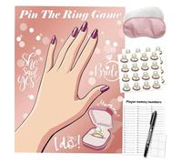 xowwyue Juegos de novia para ducha | Juego Pin The Ring - Póster interactivo de anillo para parejas, artículos de compromiso, invitados, invitaciones de reunión familiar