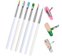 xowwyue Pinceles de uñas artísticos, pincel para delineador de uñas, herramienta de pintura de estampado de puntos, aplicador pequeño para esmalte de gel para principiantes y profesionales