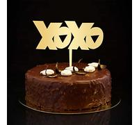 Xoxo - Decoración dorada para tartas de boda, diseño de silueta romántica de novia y novio, decoración para tartas de boda, aniversario, regalos de boda para pareja, 6 pulgadas