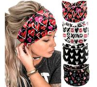 XOXO - Diademas para el día de San Valentín para mujer, diadema anudada con corazón de amor, diadema de rosa, diadema de tela suave, bandas para el cabello con personalidad de moda para mujer, día