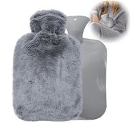 XOXVURI Bolsa De Agua Caliente Con Funda Grande Mullida Bolsa De Agua Caliente Con Bolsillo Canguro A Prueba De Fugas Y Probada Botella De Agua Caliente Larga Y Cálida Botella De Cama Gris 1000Ml