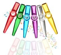 XOXVURI Instrumentos musicales de metal Paquete múltiple Diafragma de flauta para niños Favores de fiesta Regalos Buen compañero para guitarra Ukelele Violín y teclado 6 piezas Kazoo instrumento