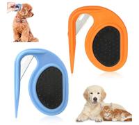 XOXVURI Peine para tejer gato, cuchillo de fieltro para perros y gatos, peine de fieltro para perros y mascotas, cepillo para quitar trufas, peine para gatos, peine para gatos (naranja, azul)