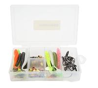XOYIXOYI Kit de Pesca de 66 Piezas con Caja de Aparejos, Incluye señuelo Blando con Cola en T y Anzuelo descentrado para Pesca en Agua Salada.